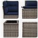 Set di divani 6 pz Grigio e Blu Navy Rattan sintetico e Acciaio - Foto miniatura 2