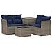 Set di divani 6 pz Grigio e Blu Navy Rattan sintetico e Acciaio - Foto miniatura 1