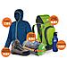 Kit Trekking Bambino (scarpe, K-way, Zaino, Sacco, Borraccia) - Colore: Blu - Foto miniatura 1