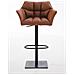 Sgabello Alto Regolabile Damaso in Similpelle I Sgabello Bancone con Braccioli E Schienale Imbottiti E Poggiapiedi, H 58-83 CM Marrone Chiaro Nero - Foto miniatura 2