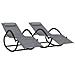 Lettini Prendisole A Dondolo 2 Pz In Acciaio E Textilene Grigio - Foto miniatura 2