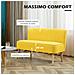Divano 2 Posti Moderno in Tessuto Senza Braccioli con Gambe in Legno, 117x56.5x77 cm, Giallo - Foto miniatura 4