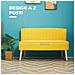 Divano 2 Posti Moderno in Tessuto Senza Braccioli con Gambe in Legno, 117x56.5x77 cm, Giallo - Foto miniatura 6