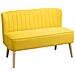 Divano 2 Posti Moderno in Tessuto Senza Braccioli con Gambe in Legno, 117x56.5x77 cm, Giallo - Foto miniatura 1