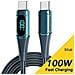Cavo Dati Blu Con Display Digitale 100w 1 Metro, Compatibile Con Huawei Notebook E Altri Dispositivi Type-c, Ricarica Rapida Pd 5a Blue 1m - Foto miniatura 2