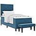 Letto con Rete a Molle con Materasso e Panchina Blu Scuro 90x200 cm Velluto - Foto miniatura 1