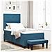 Letto con Rete a Molle con Materasso e Panchina Blu Scuro 90x200 cm Velluto - Foto miniatura 2
