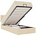 Pouf Letto con Materasso e LED Crema 90x200 cm in Tessuto - Foto miniatura 1
