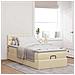 Pouf Letto con Materasso e LED Crema 90x200 cm in Tessuto - Foto miniatura 4
