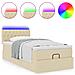 Pouf Letto con Materasso e LED Crema 90x200 cm in Tessuto - Foto miniatura 5