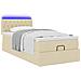 Pouf Letto con Materasso e LED Crema 90x200 cm in Tessuto - Foto miniatura 6