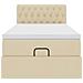 Pouf Letto con Materasso e LED Crema 90x200 cm in Tessuto - Foto miniatura 8