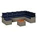 Set Divano da Giardino 9 pcs Grigio e Blu Navy polyrattan - Foto miniatura 1