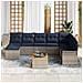 Set Divano da Giardino 9 pcs Grigio e Blu Navy polyrattan - Foto miniatura 3