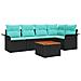 Set Divano da Giardino con cuscino 6 pcs Nero polyrattan - Foto miniatura 1