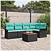Set Divano da Giardino con cuscino 6 pcs Nero polyrattan - Foto miniatura 2