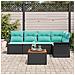 Set Divano da Giardino con cuscino 6 pcs Nero polyrattan - Foto miniatura 3