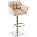 Sgabello Alto Bar Damaso I Sgabello Design Cucina Trapuntato in Tessuto con Braccioli E Schienale Imbottiti l Sedia Sgabello Bar Pub con Poggiapiedi Crema Acciaio Inox - Foto miniatura 1