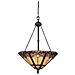 Lampada Da Soffitto Tiffany A 3 Luci, Finitura Bronzo, Attacco E27 - Foto miniatura 3
