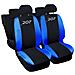 Coprisedili Auto Compatibili Per 207, Made In Italy, Set Di Copri Sedili Anteriori E Posteriori Con Copri Poggiatesta Incluso, Tessuto Poliestere, Colore - Nero \blu Royal - Foto miniatura 1