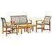 Set Salotto Da Giardino 5pz Grigio In Polyrattan E Legno Acacia - Foto miniatura 2