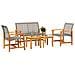Set Salotto Da Giardino 5pz Grigio In Polyrattan E Legno Acacia - Foto miniatura 3
