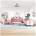 Set Divani Chesterfield 3pz Con Cuscini Rosa Velluto - Foto miniatura 3