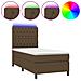 Letto a Molle Materasso e LED Marrone Scuro 80x200cm in Tessuto - Foto miniatura 1
