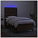 Letto a Molle Materasso e LED Marrone Scuro 80x200cm in Tessuto - Foto miniatura 4