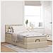 Pouf Letto con Materasso e LED Crema 90x200 cm in Tessuto - Foto miniatura 4