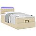 Pouf Letto con Materasso e LED Crema 90x200 cm in Tessuto - Foto miniatura 6