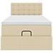 Pouf Letto con Materasso e LED Crema 90x200 cm in Tessuto - Foto miniatura 8
