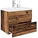 Mobile da Bagno con Lavabo Integrato e Rubinetto Legno Antico - Foto miniatura 2