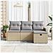 Set Divano da Giardino con cuscino 4 pcs beige e grigio chiaro - Foto miniatura 3