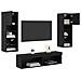 Unità TV da Parete 6 pcs Rovere Nero Legno multistrato - Foto miniatura 3