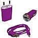 Kit Caricabatterie Accendisigari + Spina + Cavo Microusb Viola - Foto miniatura 1