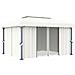 Gazebo con Tende e Stringa di Luci LED 4x3 m Bianco Crema - Foto miniatura 3