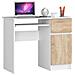 Scrivania per computer PIKSEL destro, 1 anta e 1 cassetto, 90x50x77 cm, Colore Bianco e Sonoma Quercia - Foto miniatura 1
