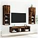 Mobili TV a Muro con LED 5pz Rovere Fumo in Legno Multistrato - Foto miniatura 4