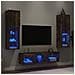 Mobili TV a Muro con LED 5pz Rovere Fumo in Legno Multistrato - Foto miniatura 9