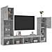 Mobili TV a Muro con LED 4pz Grigio Cemento Legno Multistrato - Foto miniatura 5