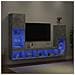 Mobili TV a Muro con LED 4pz Grigio Cemento Legno Multistrato - Foto miniatura 2