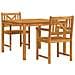 Set da pranzo da giardino  3 pezzi in legno massello di acacia, Sedie da giardino  2 pz 56x56x90 cm in legno massello di acacia - Foto miniatura 1