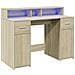 Scrivania con Luci LED Rovere Sonoma 120x55x91cm in Multistrato - Foto miniatura 3