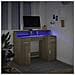 Scrivania con Luci LED Rovere Sonoma 120x55x91cm in Multistrato - Foto miniatura 5