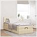 Pouf Letto con Materasso e LED Crema 90x200 cm in Tessuto - Foto miniatura 4