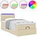 Pouf Letto con Materasso e LED Crema 90x200 cm in Tessuto - Foto miniatura 5