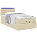 Pouf Letto con Materasso e LED Crema 90x200 cm in Tessuto - Foto miniatura 6