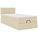 Pouf Letto con Materasso e LED Crema 90x200 cm in Tessuto - Foto miniatura 7