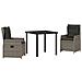 Set da Pranzo per Giardino 3 pcs Grigio polyrattan - Foto miniatura 1